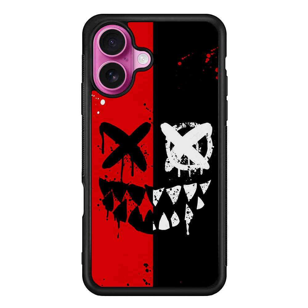 Bad Smiley Face Red Black iPhone 17 Case | Slim Protective Rubber Phone Cover