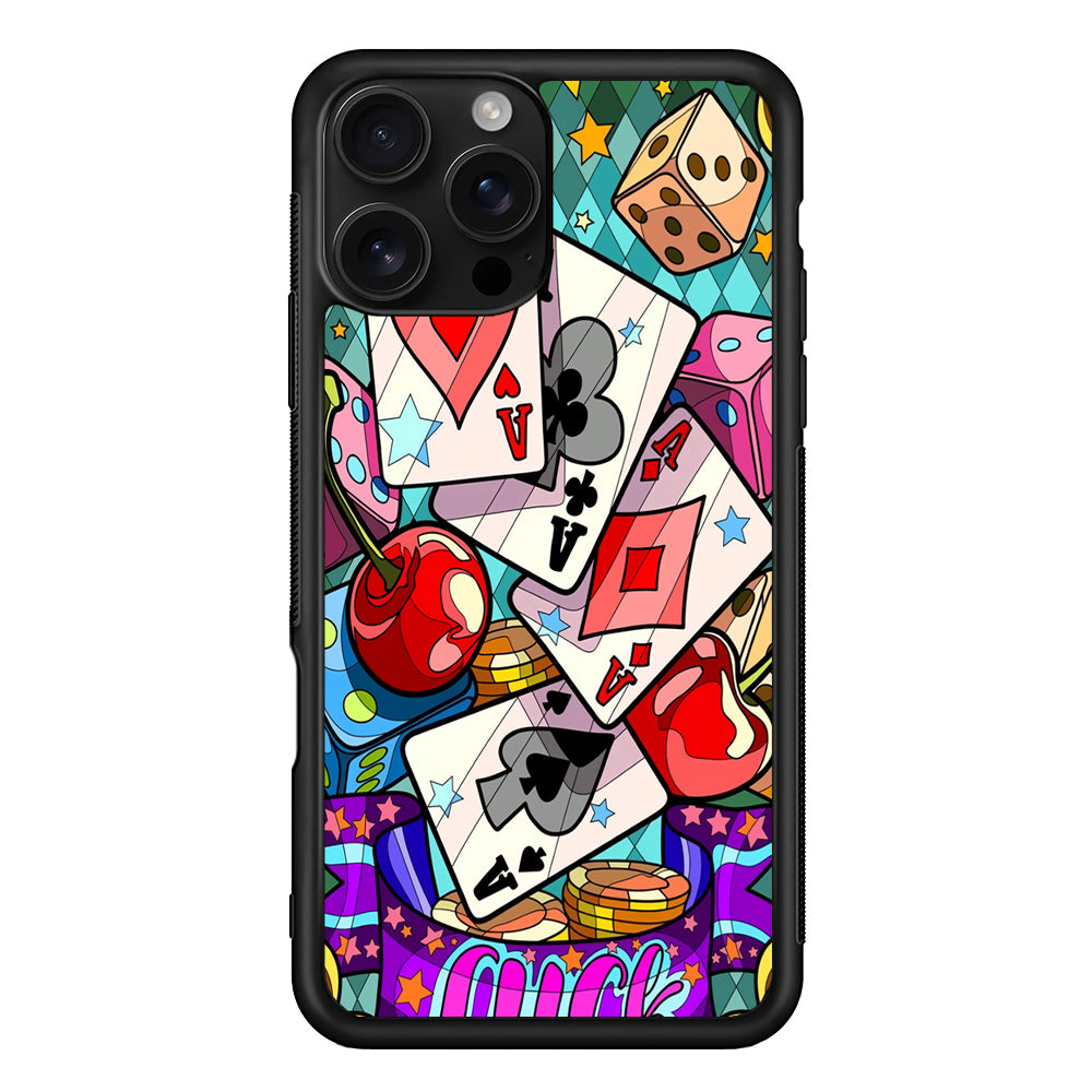 Four Ace Cards Cartoon iPhone 16 Pro Case | Durable Protective Case for iPhone 16 Pro