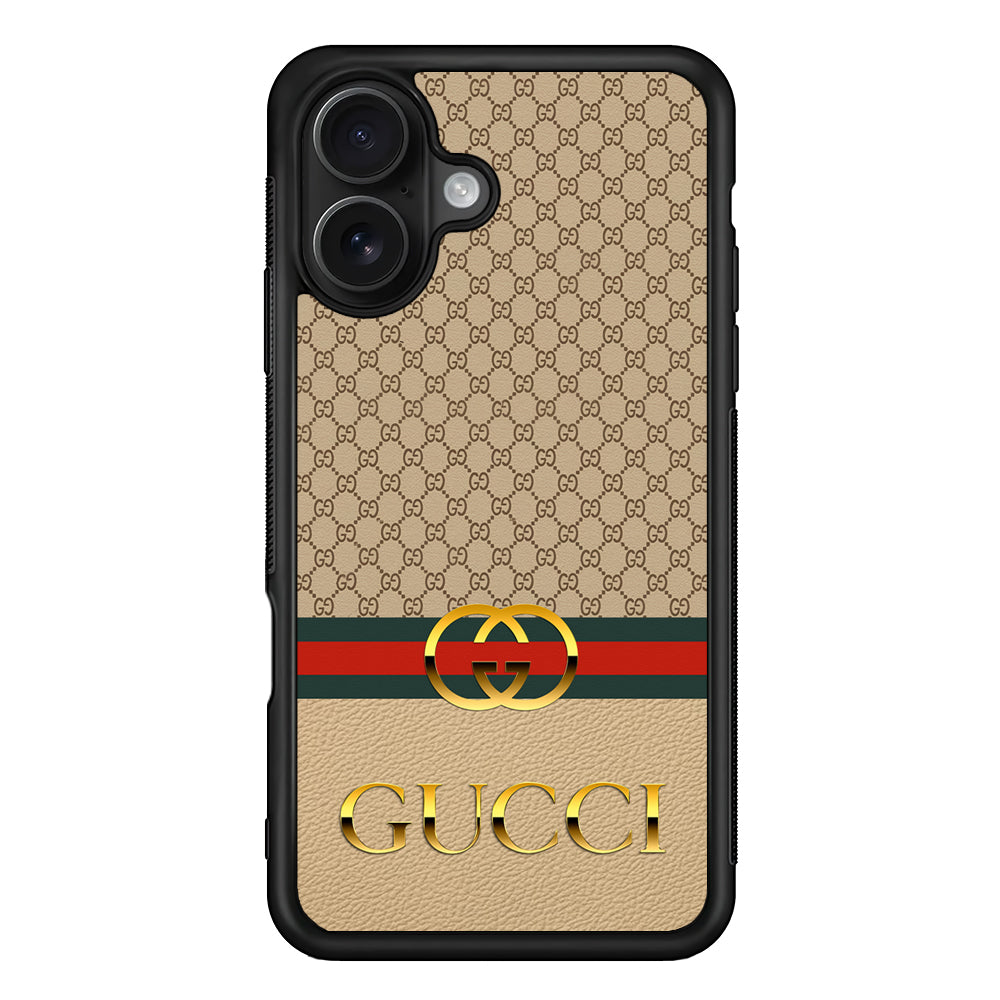 Gucci Gold Clasp iPhone 16 Case | Slim Rubber Case for iPhone 16