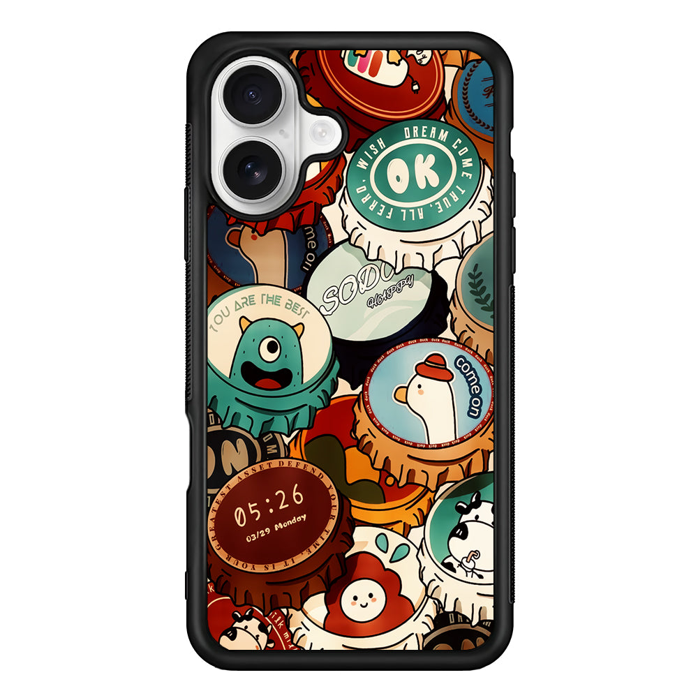 Collection of Bottle Caps iPhone 16 Plus Case | Durable Protective Rubber Cover