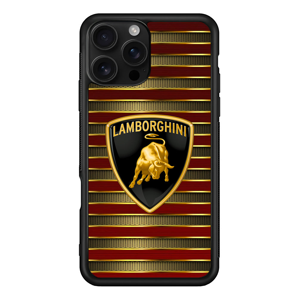 Lamborghini Red Gold Luxury iPhone 16 Pro Case | Slim Rubber Case for iPhone 16 Pro