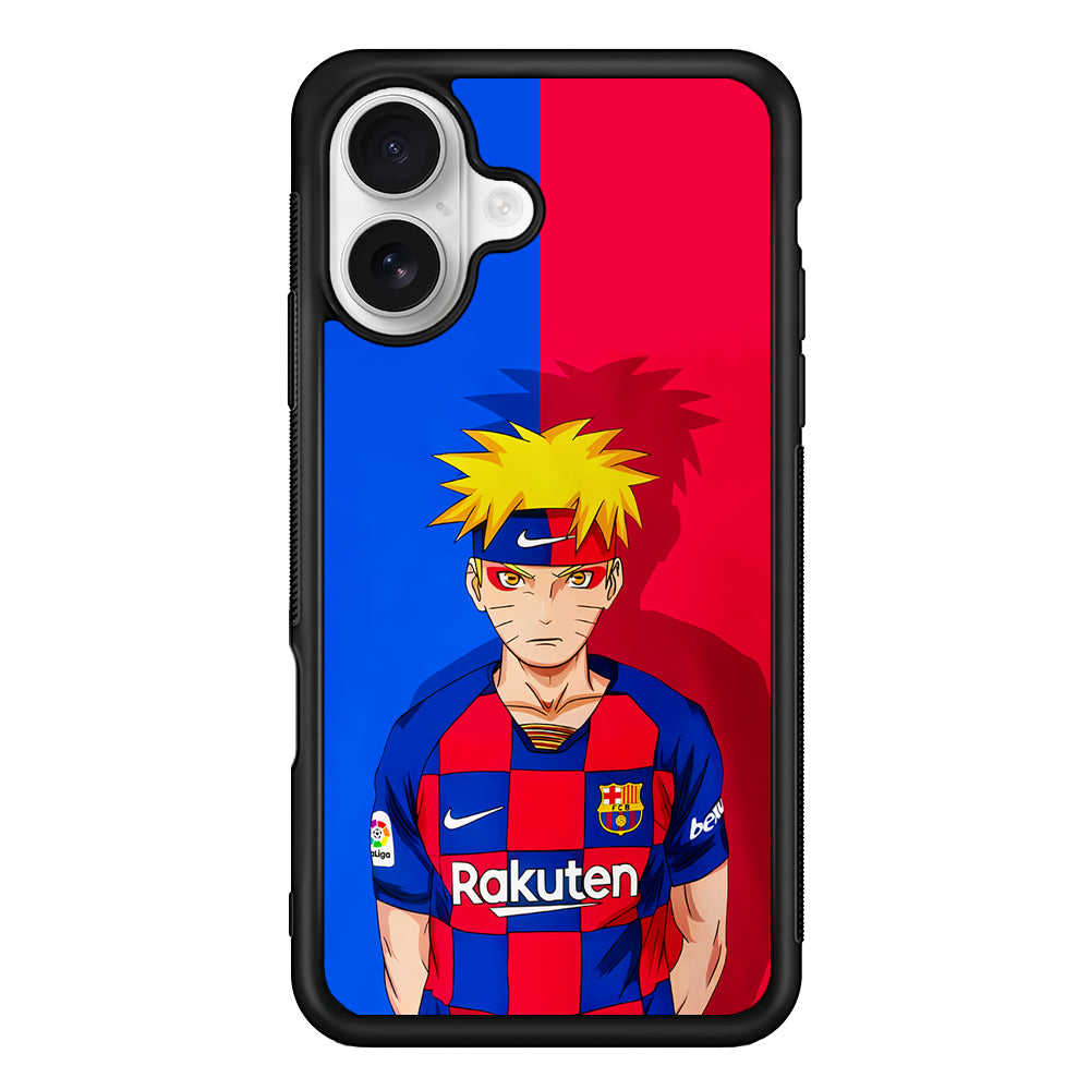 Naruto Barcelona Fc Jersey iPhone 16 Plus Case | Durable Protective Rubber Cover