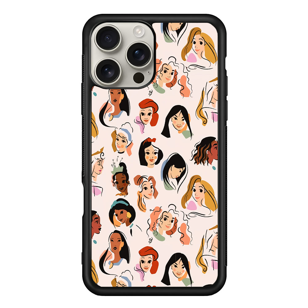 Princess Face Sketch Collection iPhone 16 Pro Max Case | Stylish Protective Case for iPhone 16 Pro Max