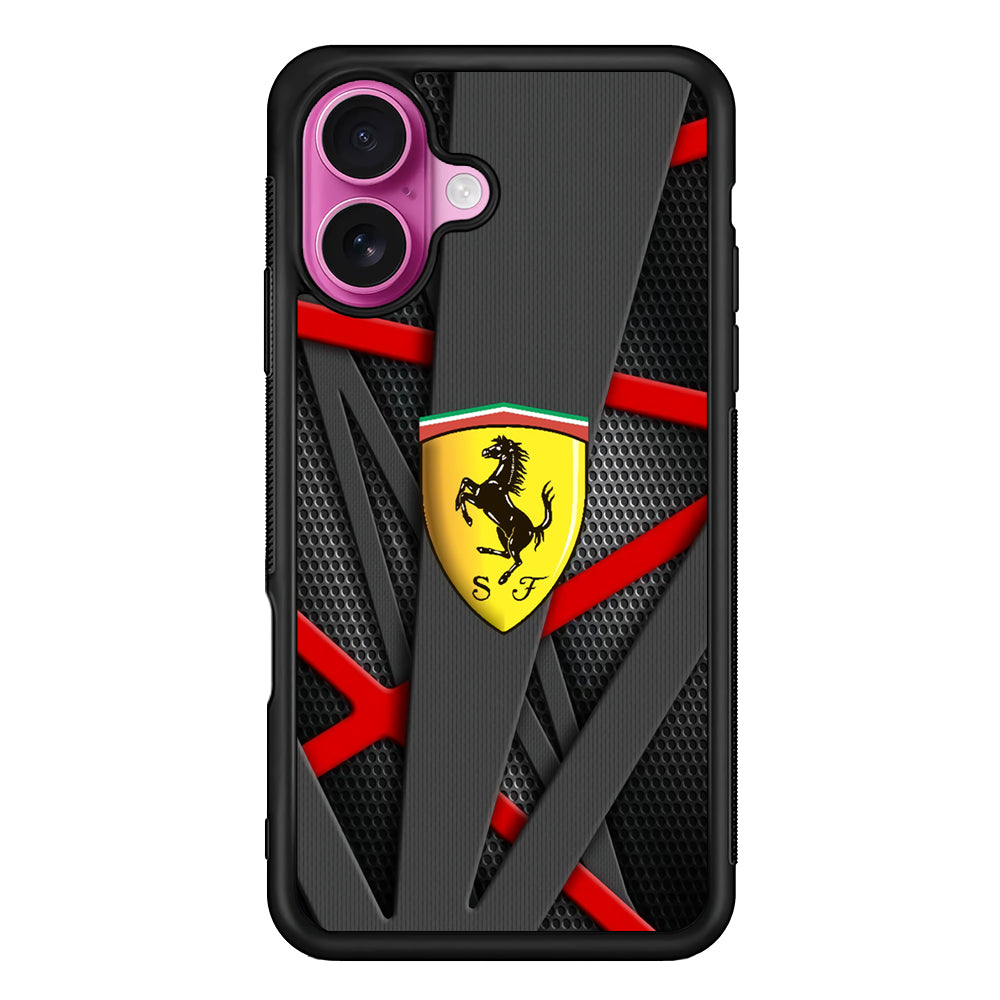 Ferrari Bold Red and Black iPhone 17 Case - Slim Rubber Case for iPhone 17