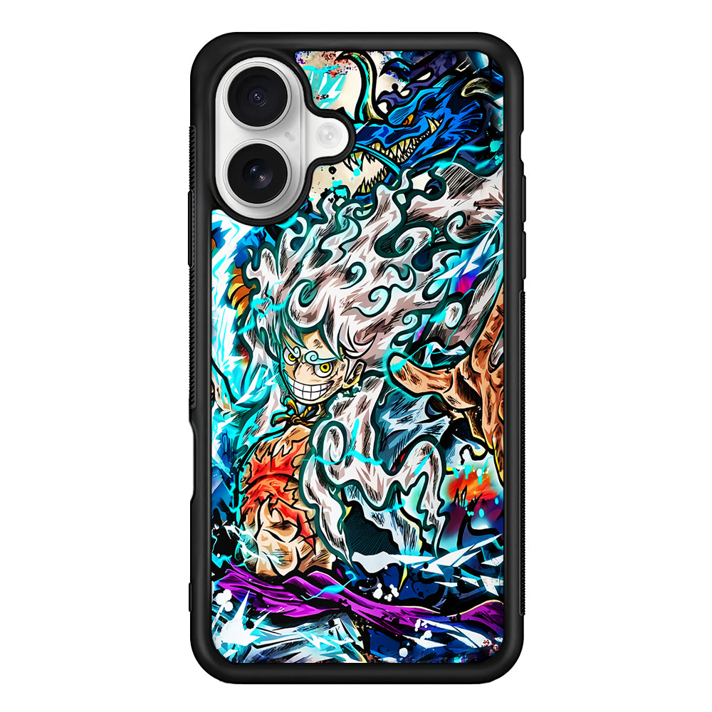 Luffy Gear 5 VS Kaido iPhone 16 Plus Case | Durable Protective Rubber Cover
