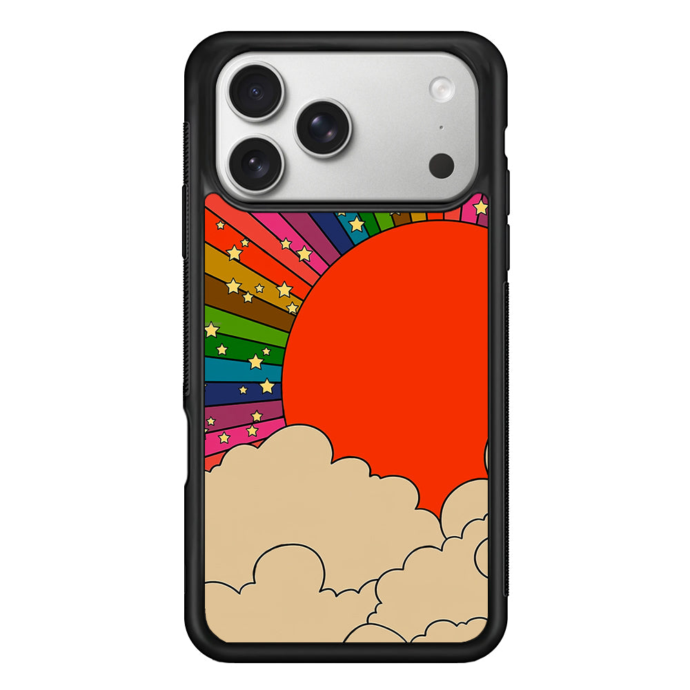 Rainbow 70s Sunset iPhone 17 Pro Case | Slim Rubber Case for iPhone 17 Pro