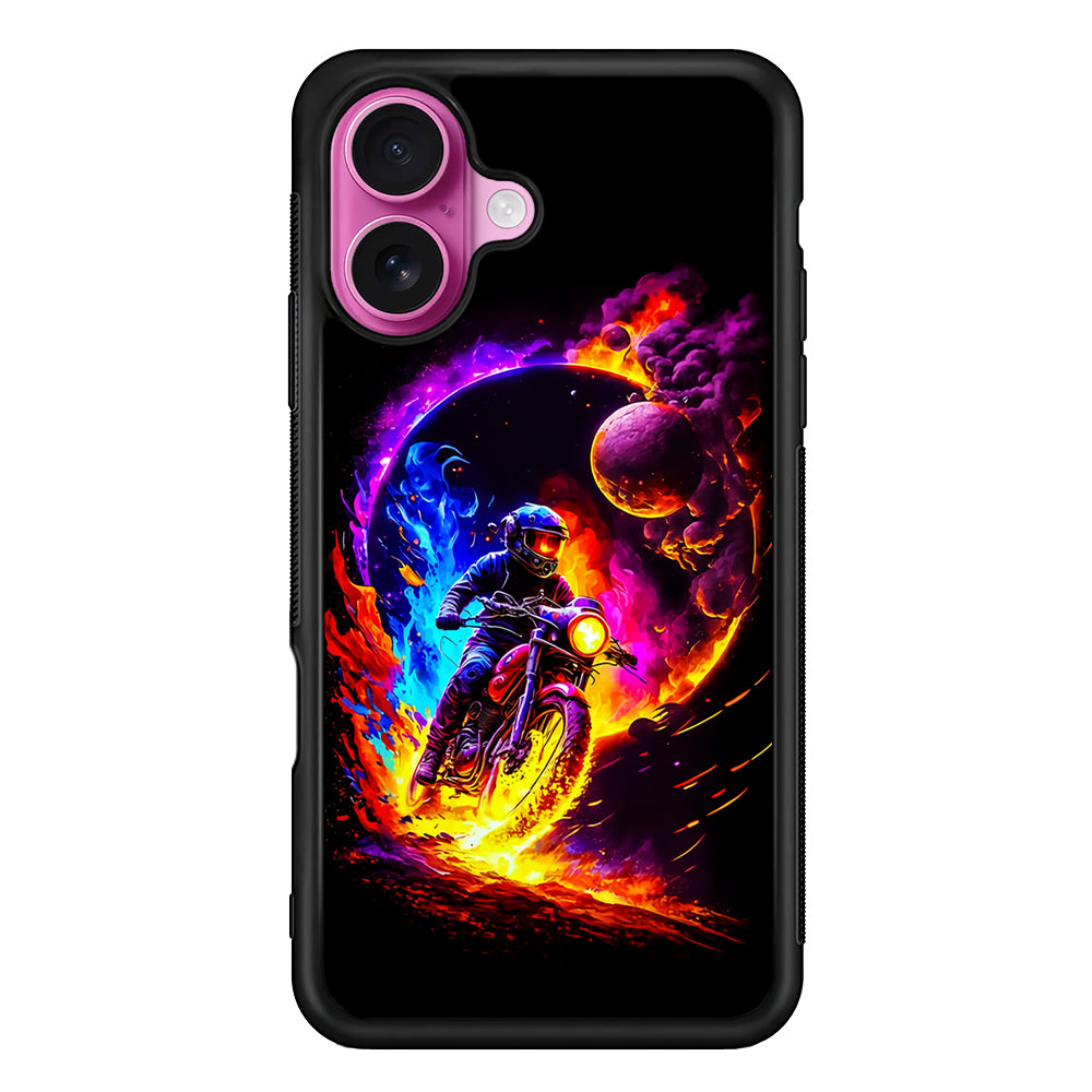Adventure Motorcycle Space iPhone 17 Case | Slim Protective Rubber Phone Cover
