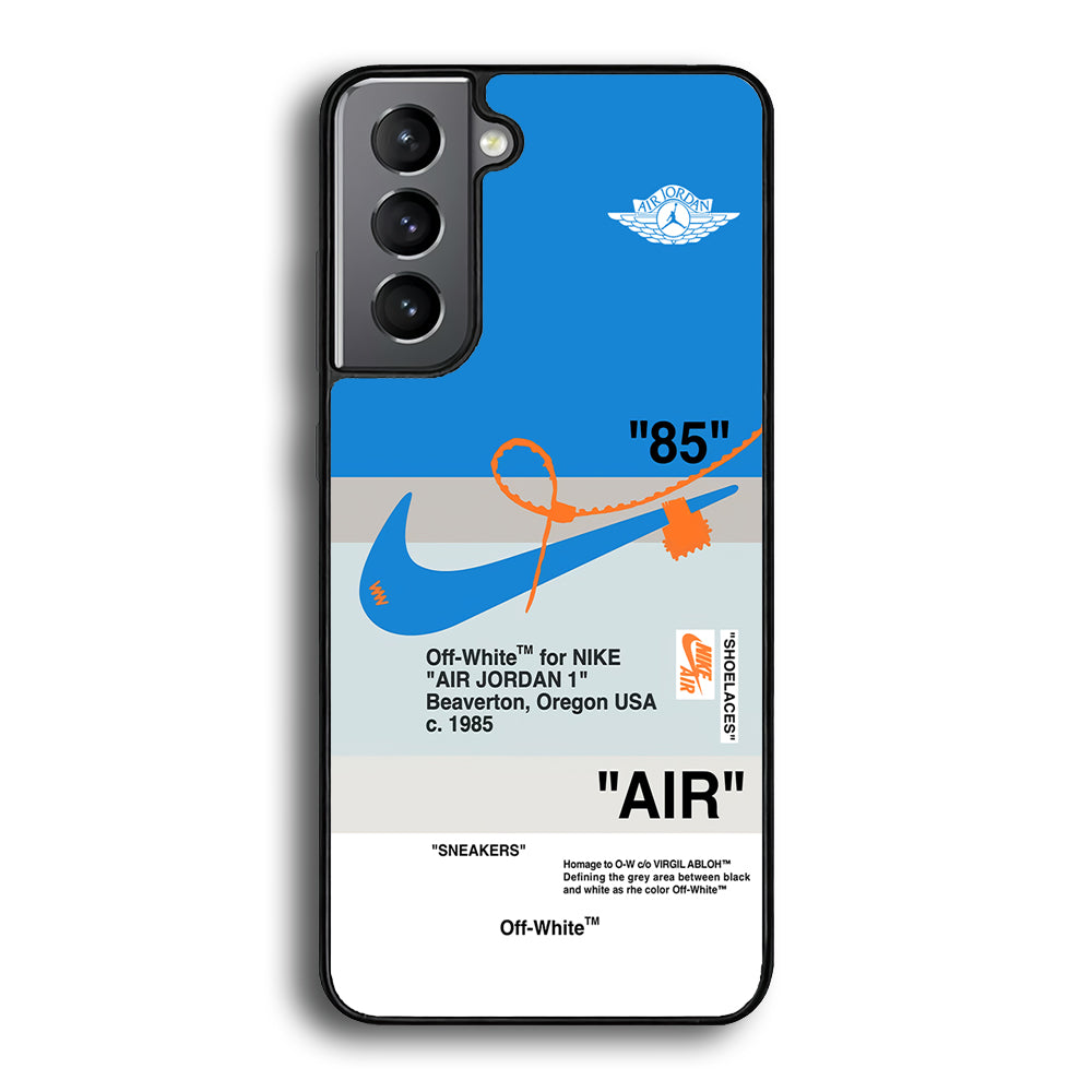 Off White x Nike Air Jordan Blue Samsung Galaxy S24 Plus Case | Slim Rubber Case for Samsung Galaxy S24 Plus