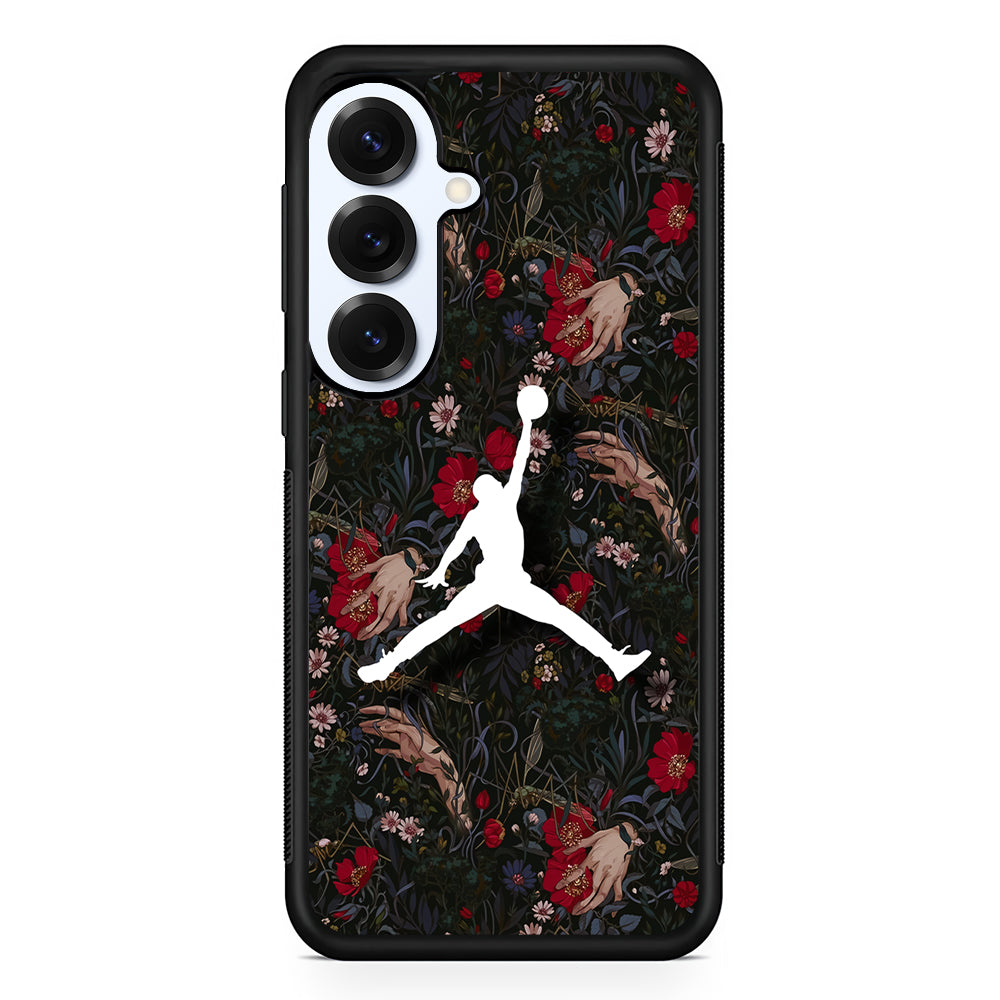 Air Jordan Logo Flower Art Samsung Galaxy S25 Plus Case | Durable Samsung Galaxy S25 Plus Phone Case