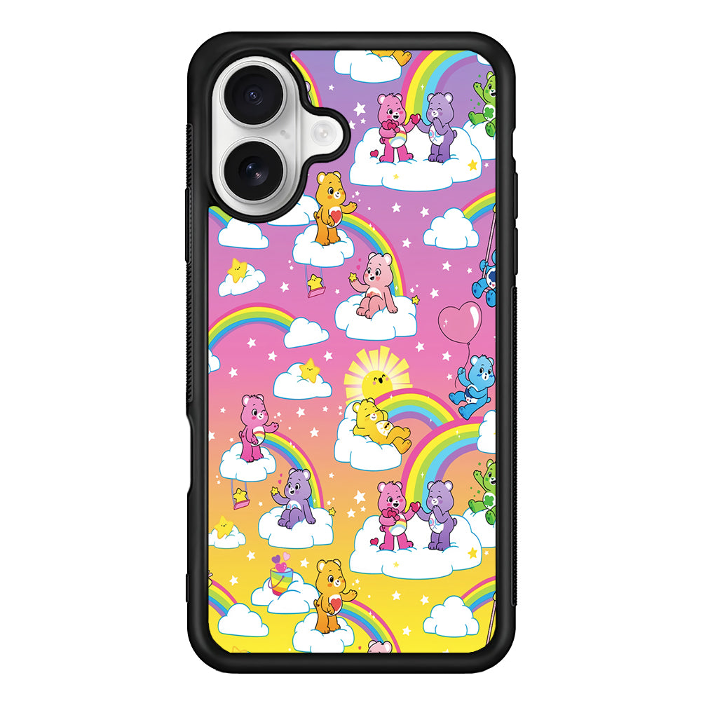 Care Bear Rainbow Pastel Trippy iPhone 16 Plus Case | Durable Protective Rubber Cover