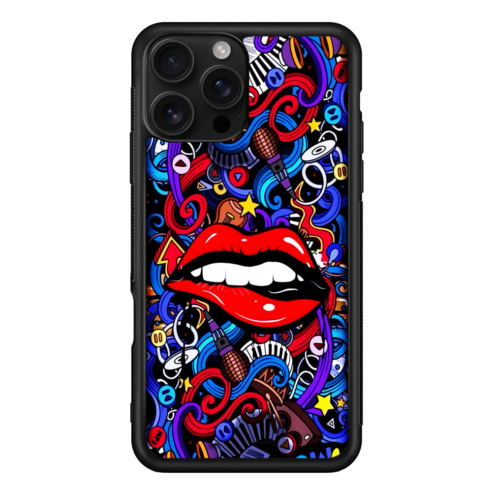 Lips Love Music Graffiti iPhone 16 Pro Case | Durable Protective Case for iPhone 16 Pro