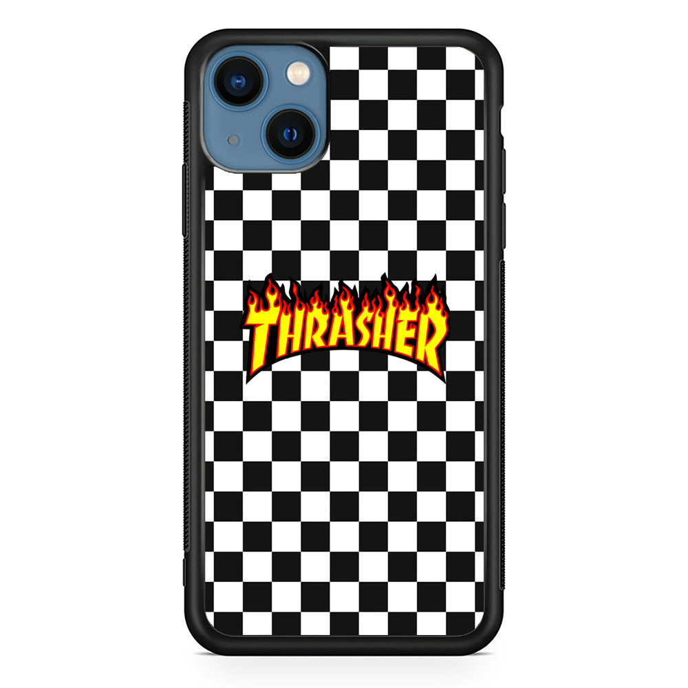 Thrasher Chess Pattern iPhone 15 Case | Slim Rubber Case for iPhone 15