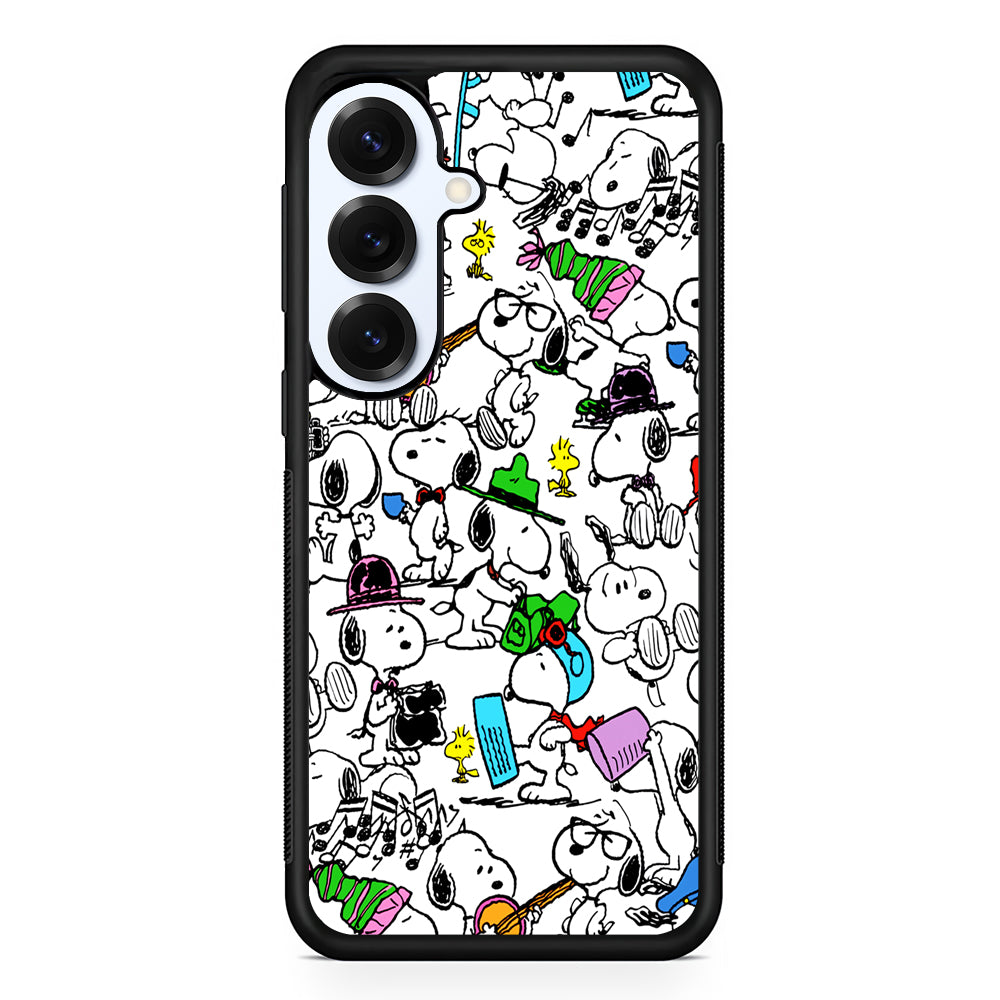 Snoopy and All His Activities Samsung Galaxy S25 Plus Case | Slim Rubber Cover for Samsung Galaxy S25 Plus