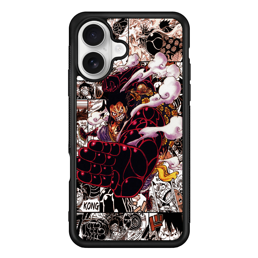 One Piece Luffy Gear 4 Comic iPhone 16 Plus Case | Durable Protective Rubber Cover