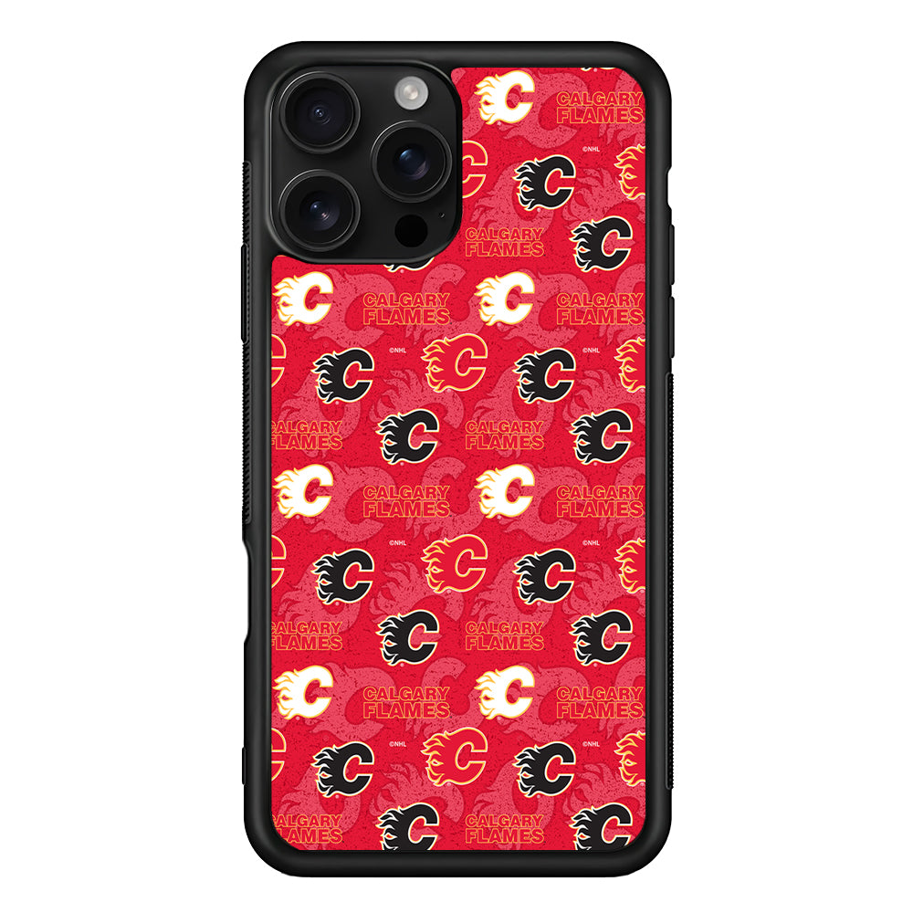 Calgary Flames Pattern iPhone 16 Pro Case | Durable Protective Case for iPhone 16 Pro