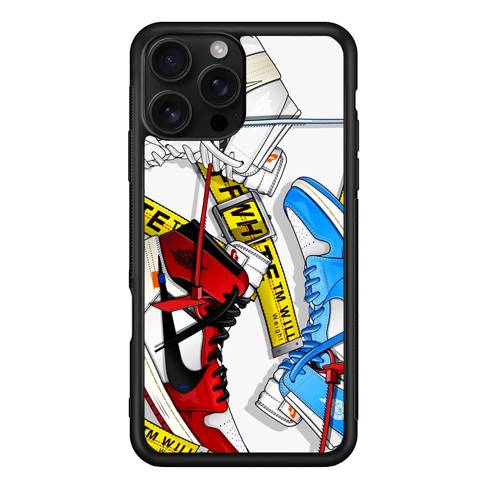 Nike Air x Off White Shoes Colase iPhone 16 Pro Case | Slim Rubber Case for iPhone 16 Pro