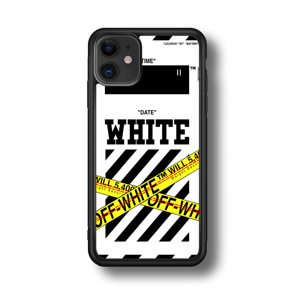 Off White Warning Line iPhone 12 Case | Slim Rubber Case for iPhone 12