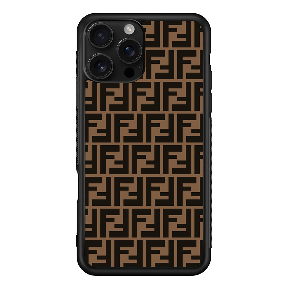 Fendi Brown Form iPhone 16 Pro Case | Slim Rubber Case for iPhone 16 Pro