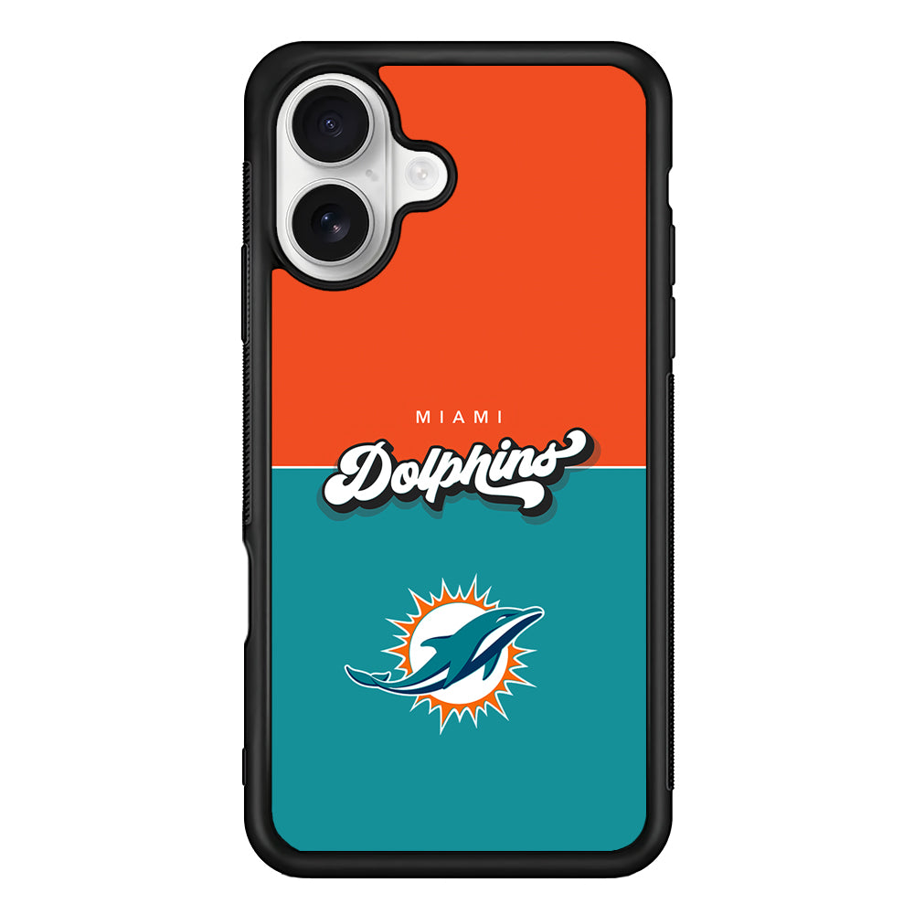 Miami Dolphins Orange Blue iPhone 16 Plus Case | Durable Protective Rubber Cover