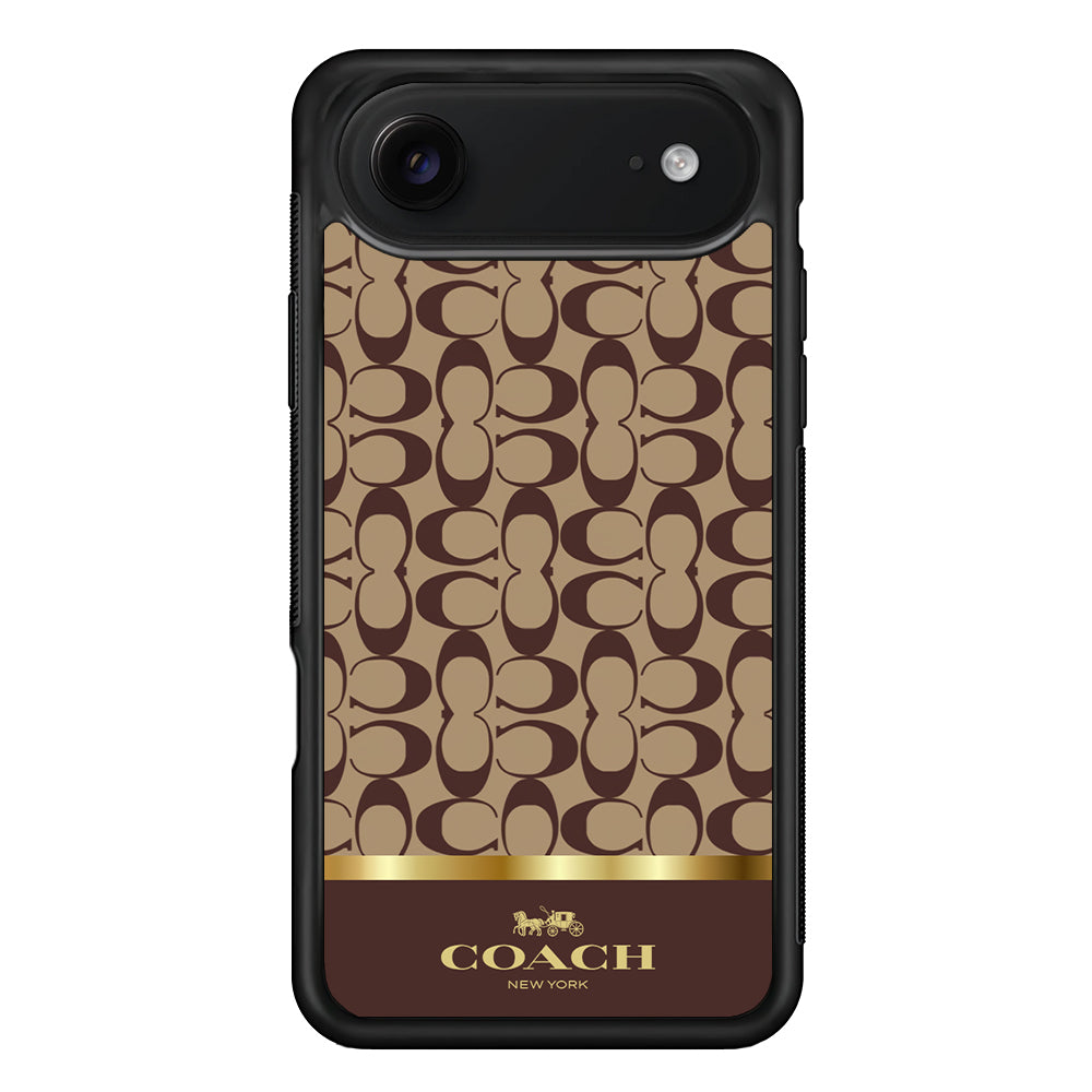Coach Brown Gold Line iPhone 17 Air Case | Slim Rubber Case for iPhone 17 Air