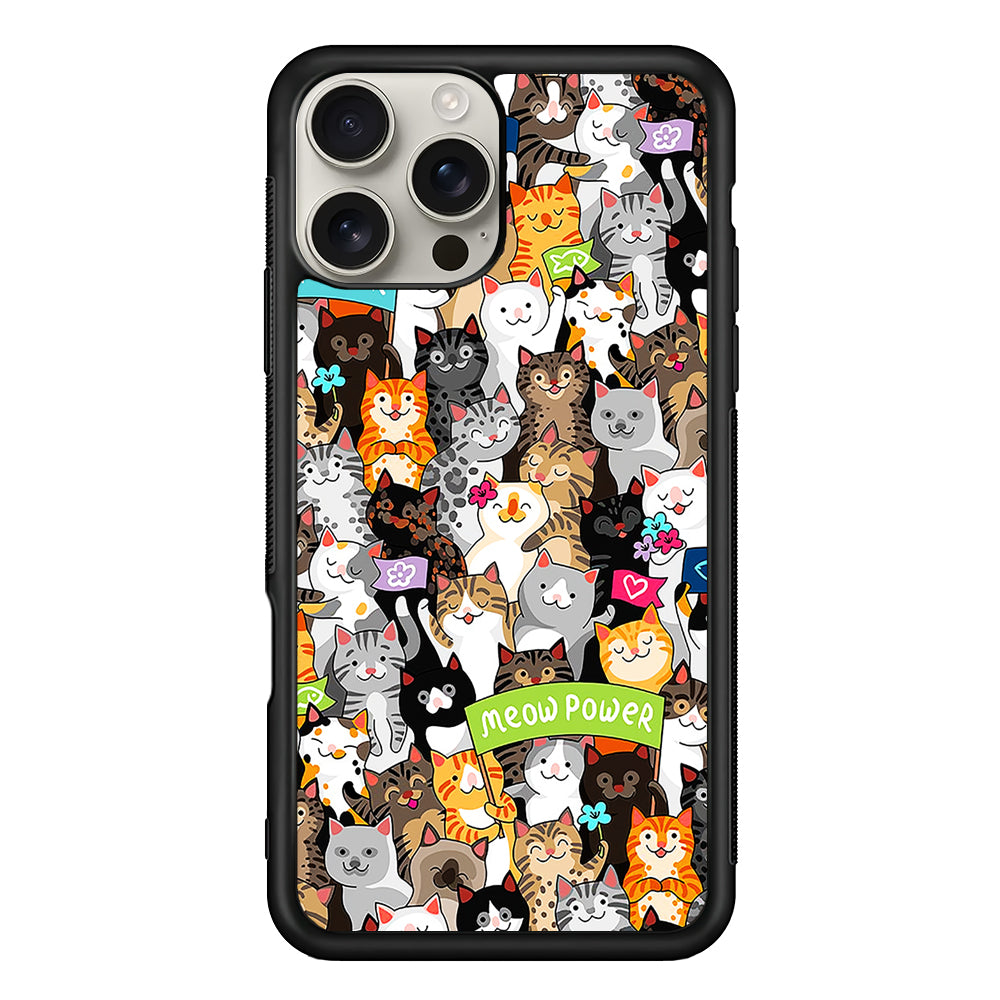 Cute Cats Meow Power iPhone 16 Pro Max Case | Stylish Protective Case for iPhone 16 Pro Max