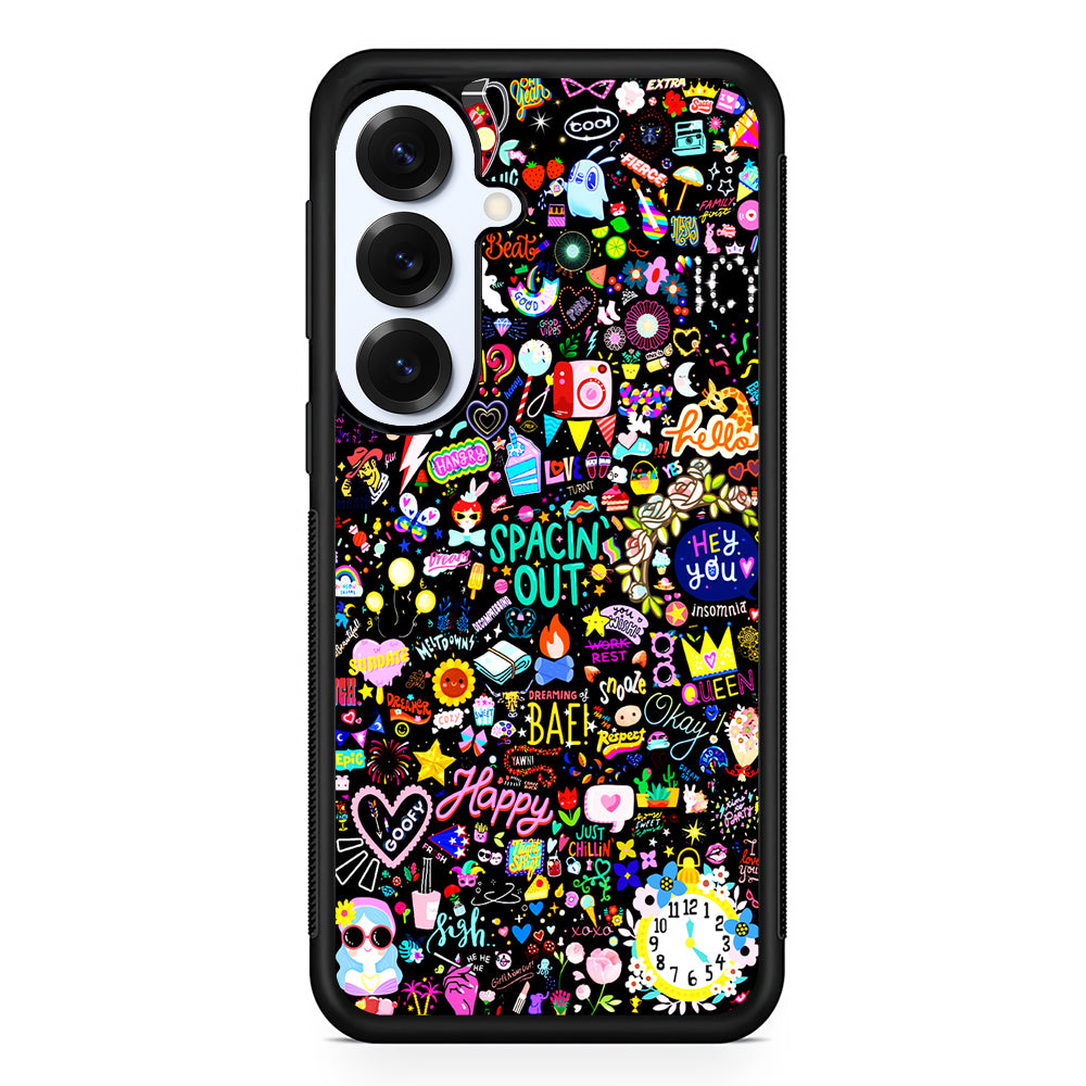 Girly Mixed Doodle Samsung Galaxy S25 Plus Case | Slim Rubber Cover for Samsung Galaxy S25 Plus