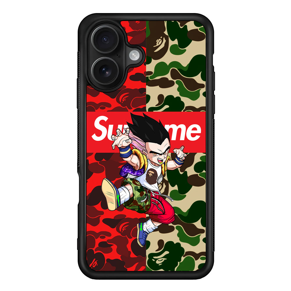 Bape Dragon Ball Supreme Camo iPhone 16 Case | Slim Rubber Case for iPhone 16