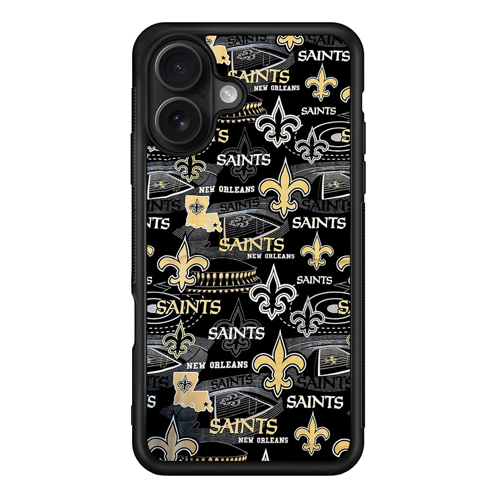 New Orleans Saints Pattern iPhone 16 Case - Oxvistore