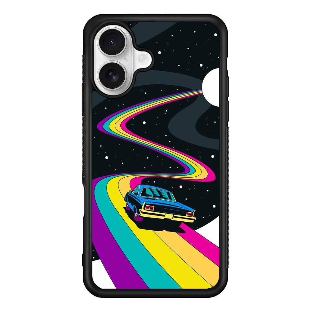 Travel with a Retro Car Space iPhone 16 Plus Case | Durable Protective Rubber Cover