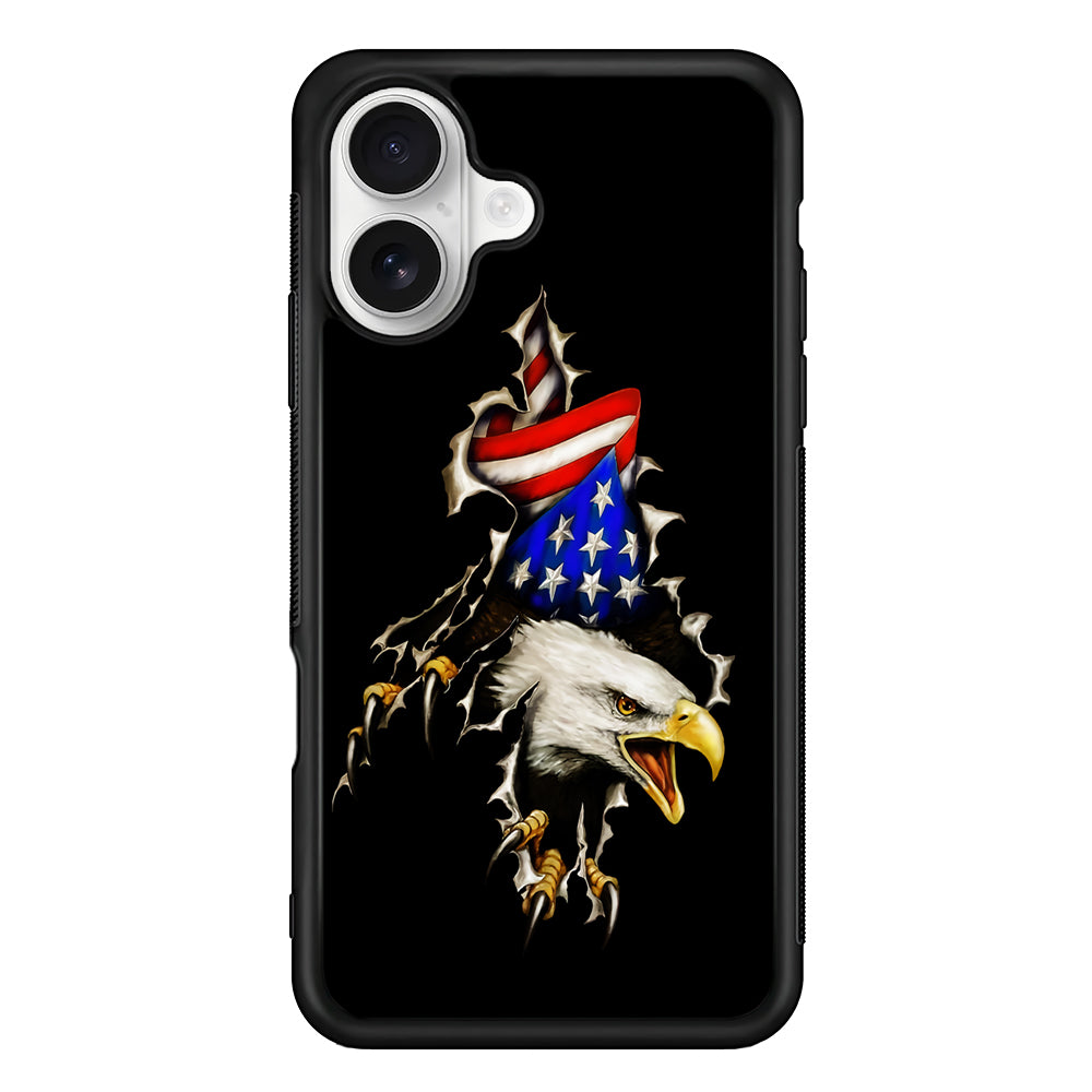 Eagle American Flag Patriotic iPhone 16 Plus Case | Durable Protective Rubber Cover