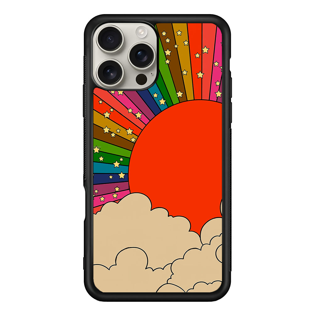 Rainbow 70s Sunset iPhone 16 Pro Max Case | Stylish Protective Case for iPhone 16 Pro Max