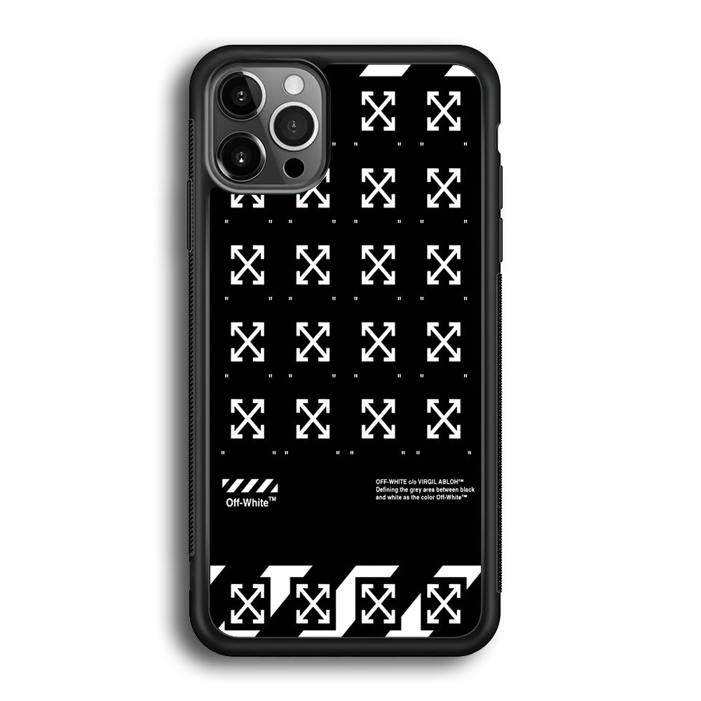 Off White Logo Black Pattern iPhone 12 Pro Max Case | Slim Rubber Case for iPhone 12 Pro Max