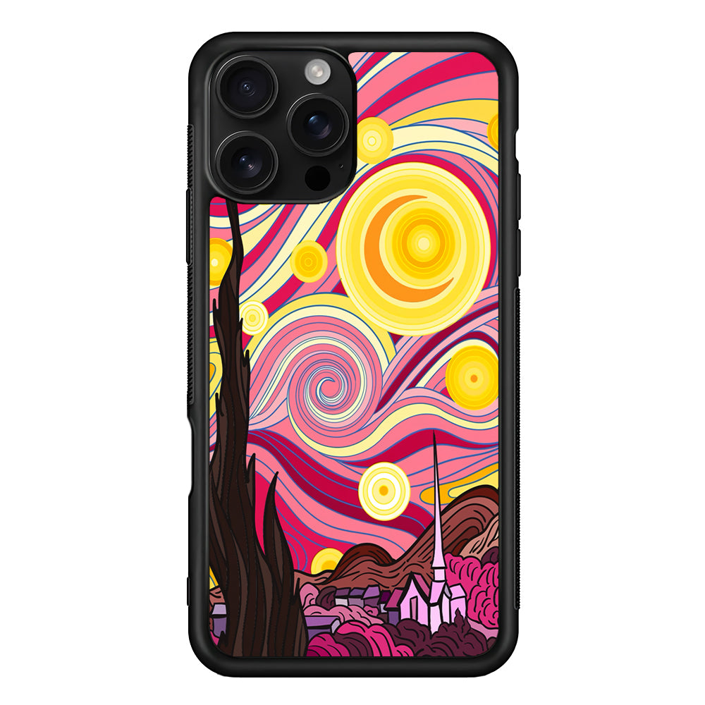 Pink Starry Night Van Gogh iPhone 16 Pro Case | Durable Protective Case for iPhone 16 Pro