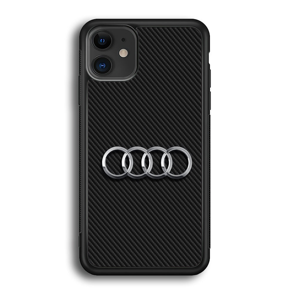 Audi Metal Against a Dark Carbon iPhone 12 Case | Slim Rubber Case for iPhone 12