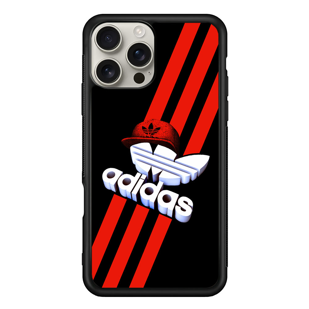 Adidas Logo Stripe Red Hat iPhone 16 Pro Max Case | Durable Everyday Protective Cover