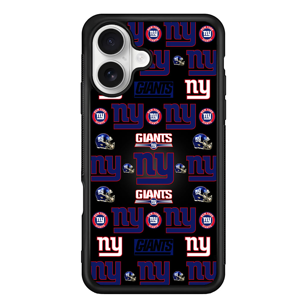 New York Giants Logo Pattern iPhone 16 Plus Case | Durable Protective Rubber Cover