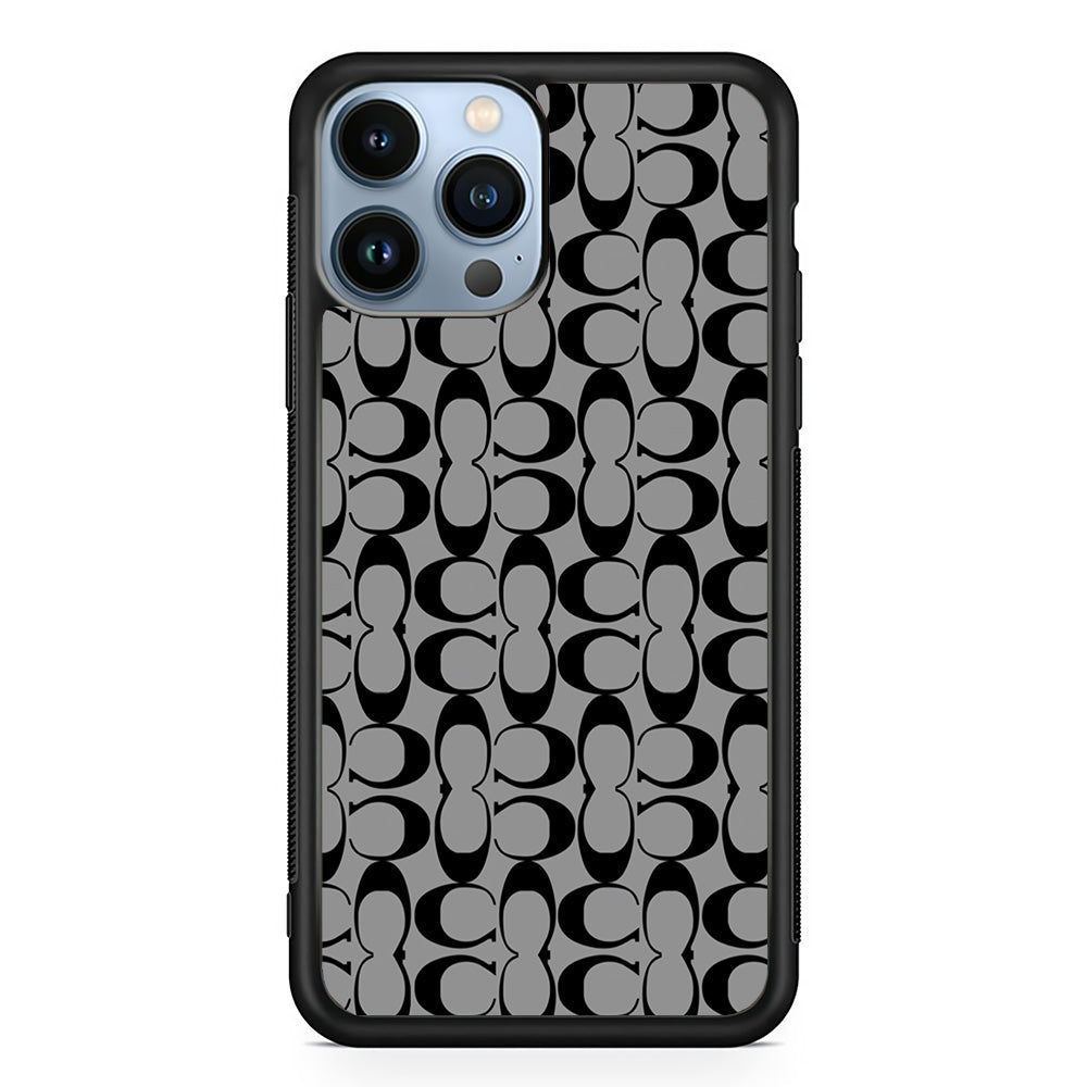 Coach Black Grey iPhone 15 Pro Max Case | Slim Rubber Case for iPhone 15 Pro Max