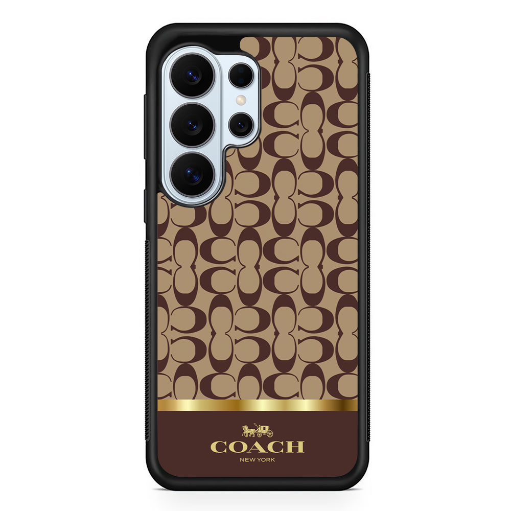 Coach Brown Gold Line Samsung Galaxy S26 Ultra Case | Protective Phone Cover