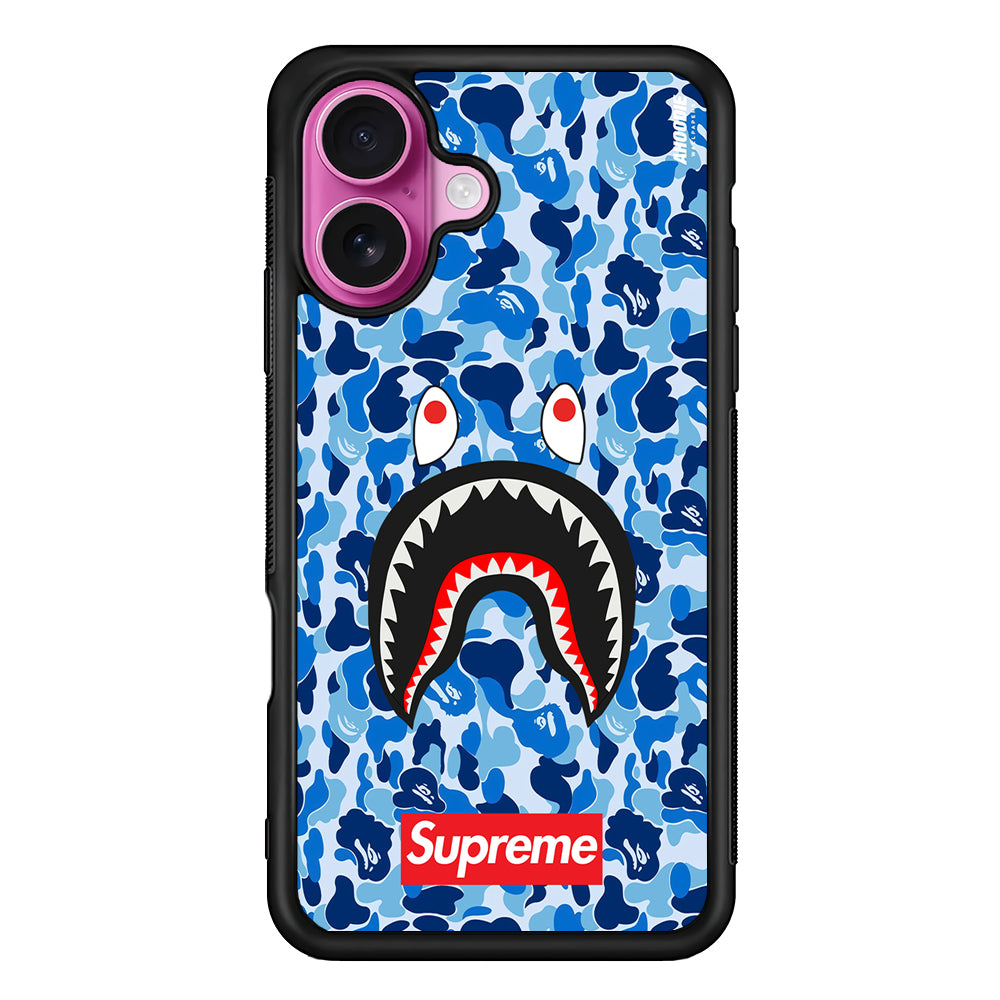 Bape Supreme Blue Camo iPhone 17 Case | Slim Rubber Case for iPhone 17
