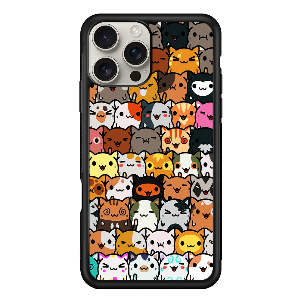 Kawaii Cute Cats Lovers Pattern iPhone 16 Pro Max Case | Stylish Protective Case for iPhone 16 Pro Max