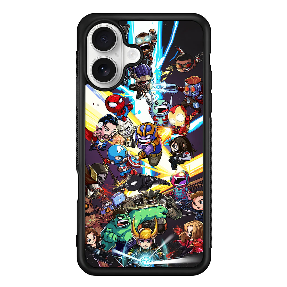 Chibi Avengers Kawaii iPhone 16 Plus Case | Durable Protective Rubber Cover