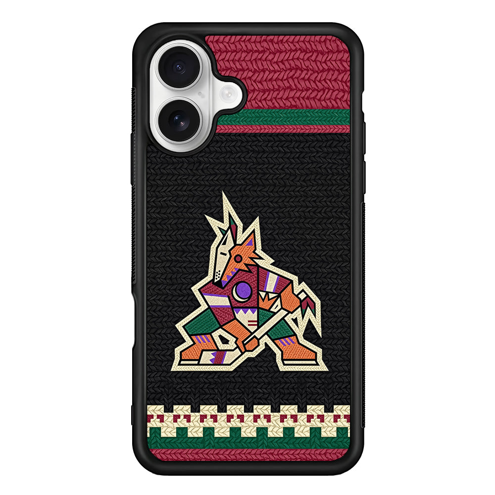 Arizona Coyotes Pattern iPhone 16 Plus Case | Durable Protective Rubber Cover