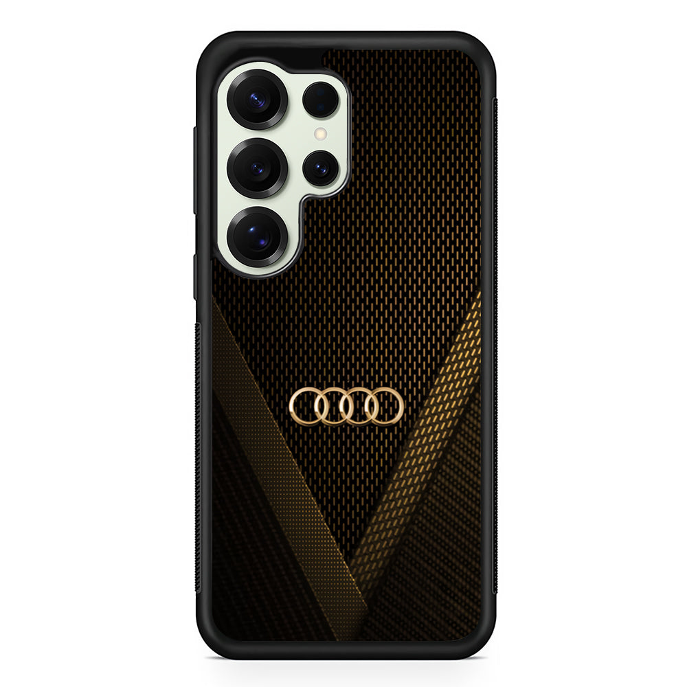 Audi Logo Gold Against a Dark Samsung Galaxy S25 Ultra Case | Slim Rubber Case for Samsung Galaxy S25 Ultra