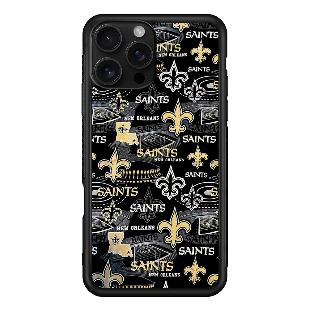 New Orleans Saints Pattern iPhone 16 Pro Case | Durable Protective Case for iPhone 16 Pro