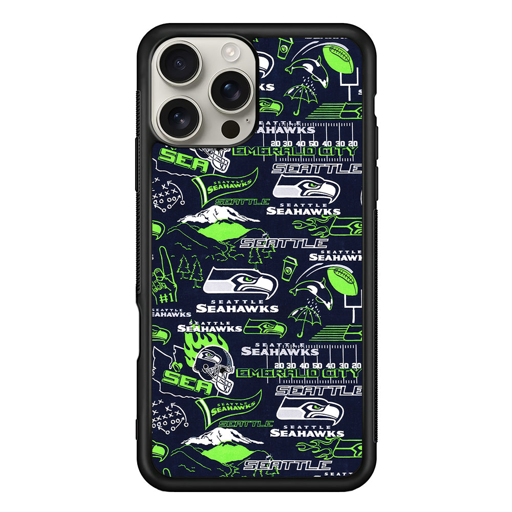 Seattle Seahawks Pattern iPhone 16 Pro Max Case | Stylish Protective Case for iPhone 16 Pro Max