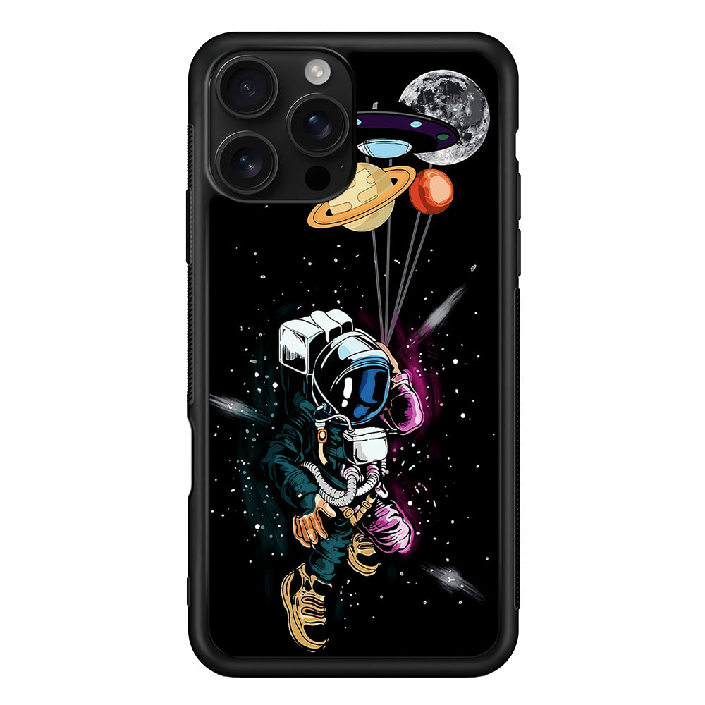 Astronaut UFO Balloon Outer Space iPhone 16 Pro Case | Durable Protective Case for iPhone 16 Pro