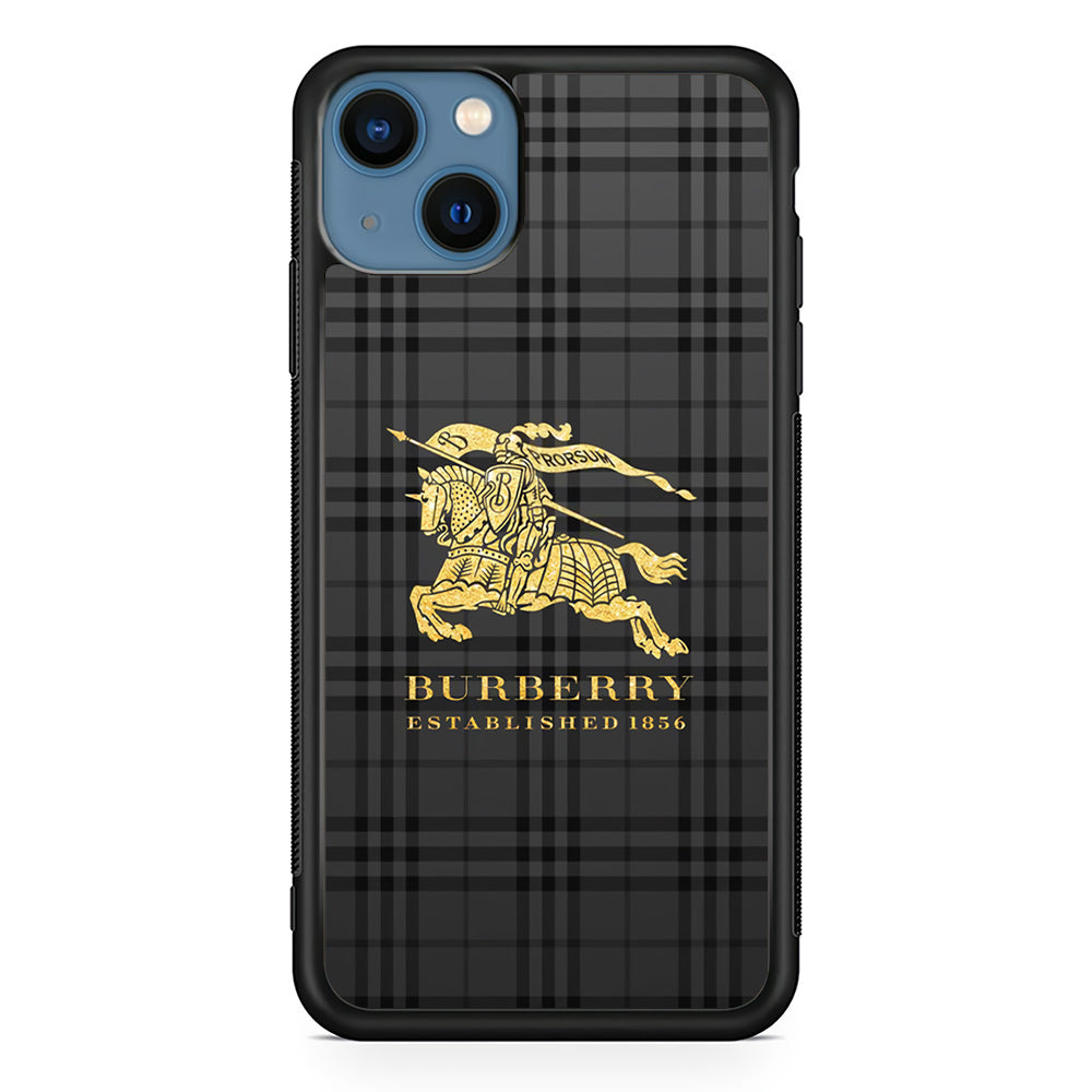 Burberry Simple Dark Grey iPhone 15 Case | Slim Rubber Case for iPhone 15