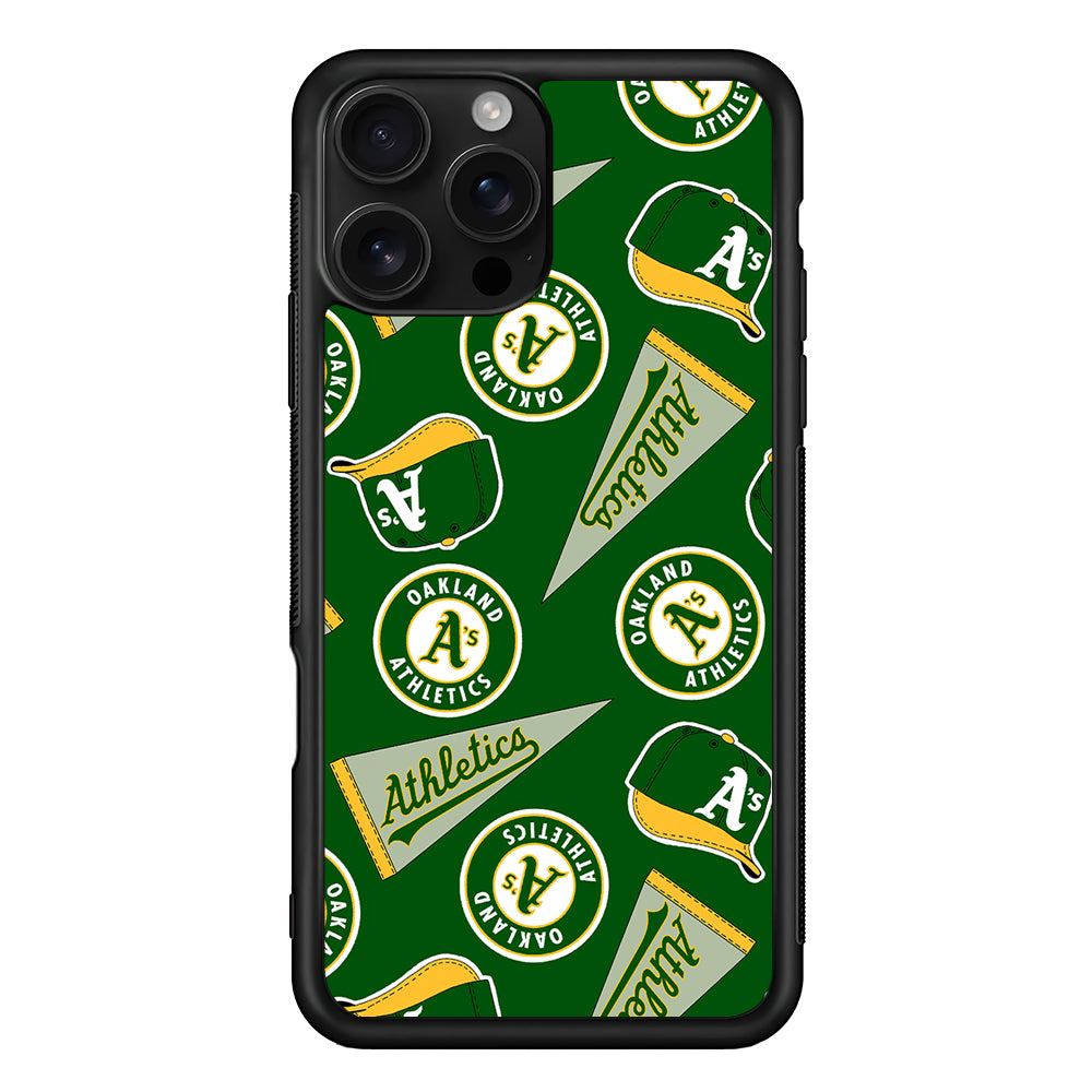 Oakland Athletics Pattern iPhone 16 Pro Case | Durable Protective Case for iPhone 16 Pro