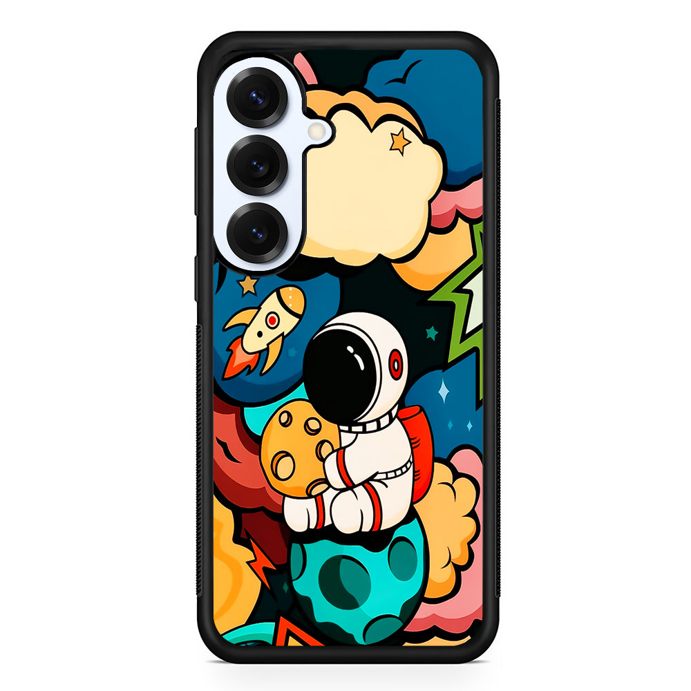 Cute Astronaut Hug The Planet Samsung Galaxy S25 Plus Case | Slim Rubber Cover for Samsung Galaxy S25 Plus