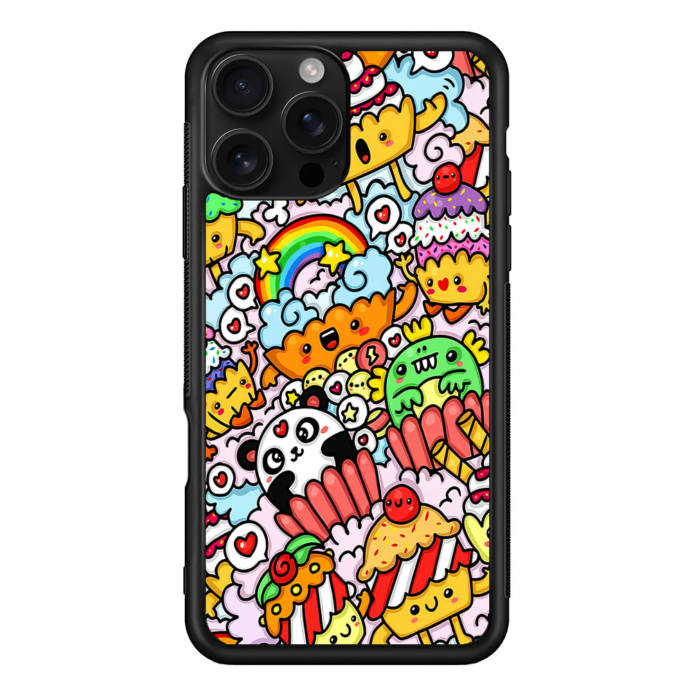 Kawaii Cupcake Graffiti Doodles iPhone 16 Pro Case | Durable Protective Case for iPhone 16 Pro